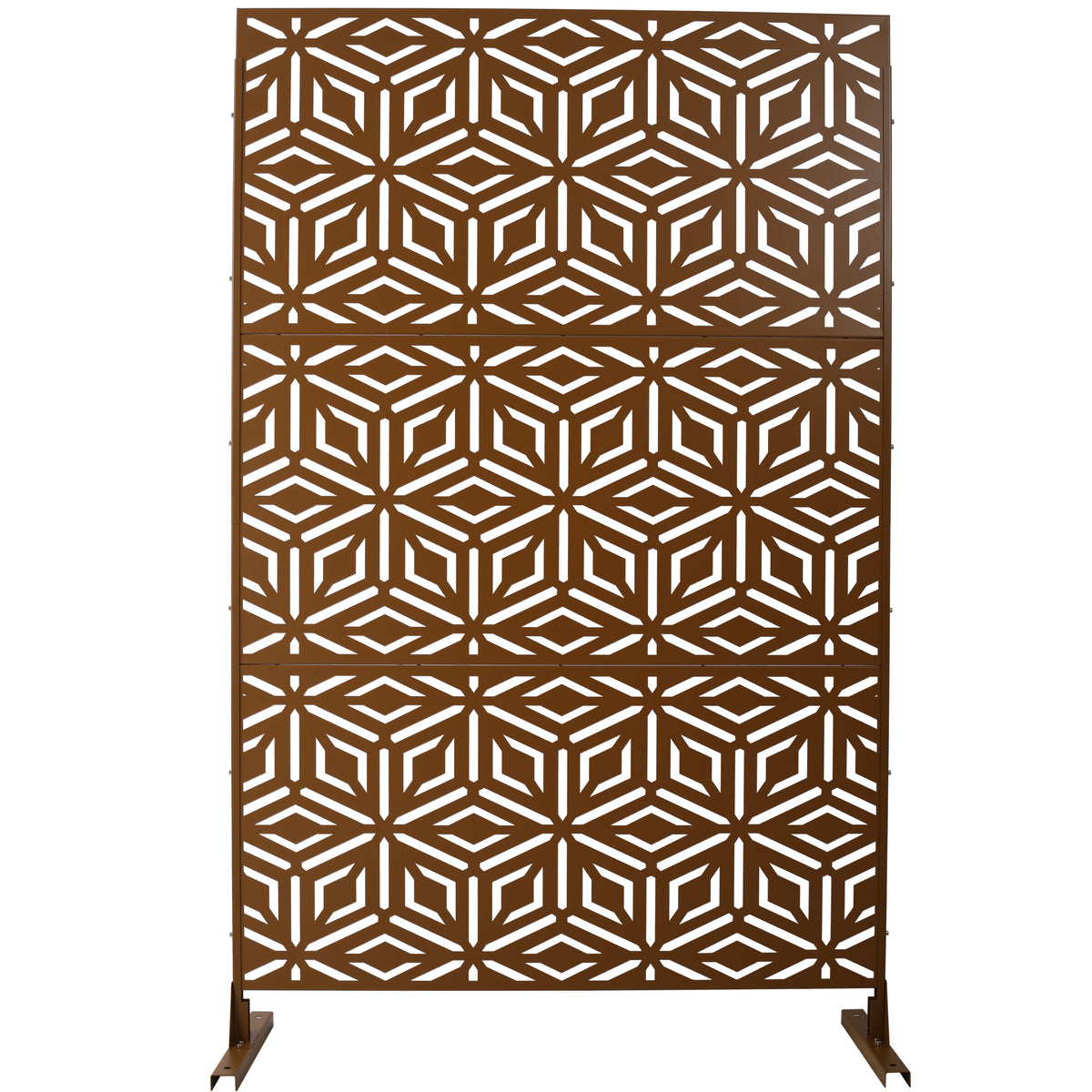 Outdoor & Indoor Privacy Screen Metal Privacy Screen 76' H×48' W, Freestanding Decorative Privacy Screen for Deck Balcony Patio, Privacy Fence Panels for Outside Lawn Garden PS115 BROWN