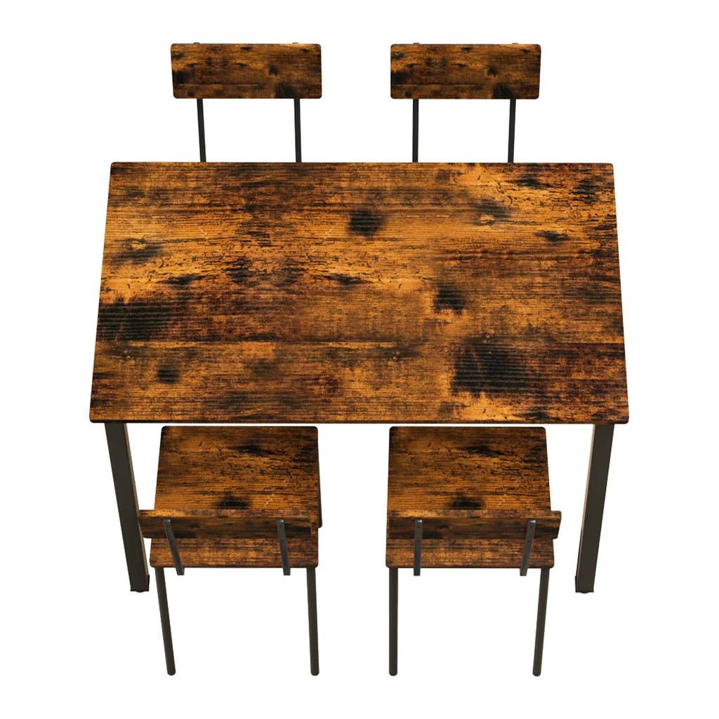 5 Piece Metal and Wood Indoor Modern Dinning Table Furniture Set for 4, Dining Table Chairs - Eloy Royal