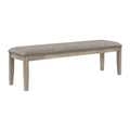 Traditional Style Dining Bench 1pc Durable Fabric Upholstered Nailhead Trim Wooden Furniture Brown Gray Finish