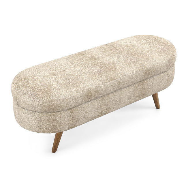 Ottoman Oval Storage Bench with Rubber Wood Legs