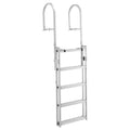 Retractable Dock Ladder, 5 Steps, Aluminum Alloy Pontoon Boat Swim Ladder, with Non-Slip Wide Steps, 350 lbs Weight Capacity, Adjustable Height, for Lake Swimming, Pool, Boat, Marine Boarding