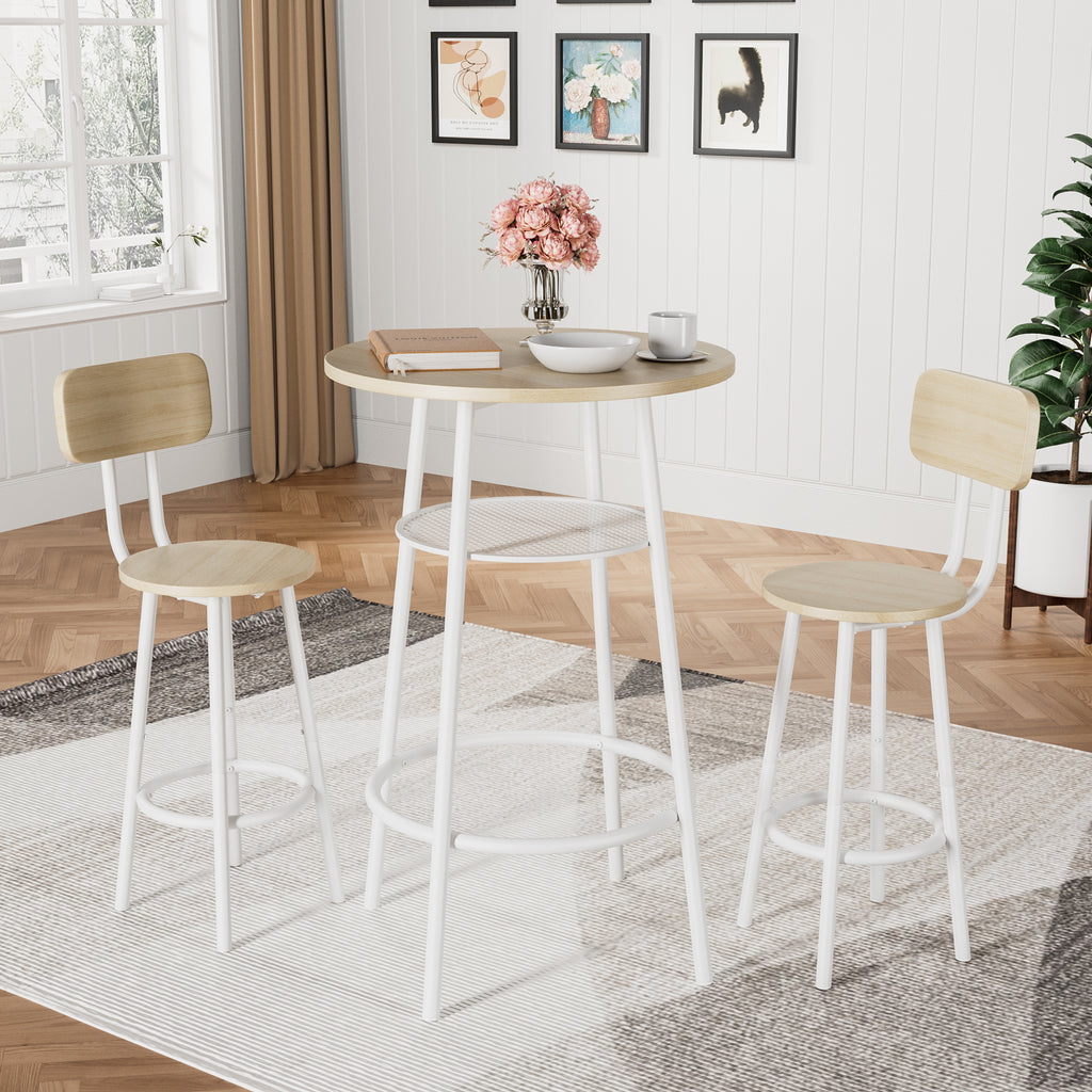 Bar table, equipped with 2 bar stools , with backrest and partition