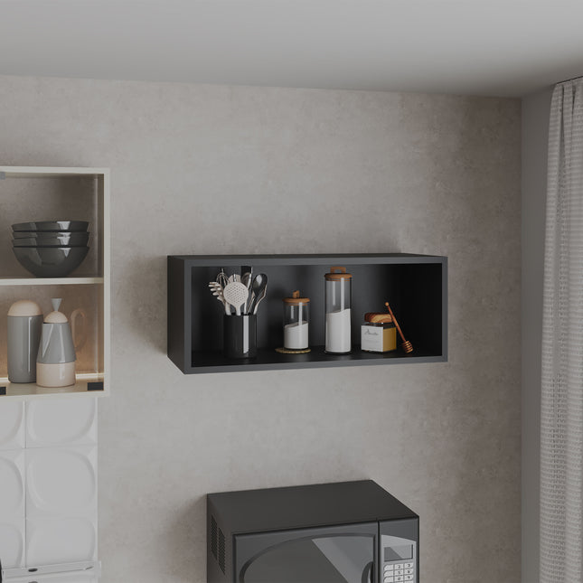 Wall Cabinet 12' H, 1 Spacious Shelf, Black