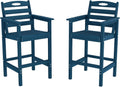 Barstools, Tall Adirondack Chairs Set of 2, Bar Height Outdoor Chairs-HDPE, Oversize, All-Weather, Navy Blue