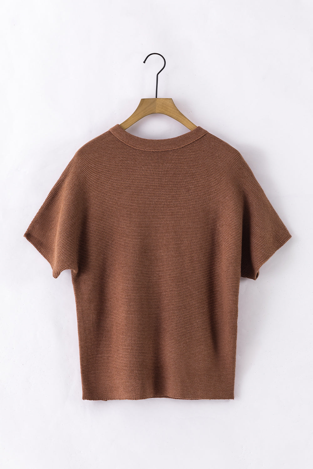 Coffee Mock Neck Short Batwing Sleeve Sweater - Eloy Royal