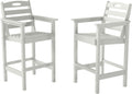 Barstools, Tall Adirondack Chairs Set of 2, Bar Height Outdoor Chairs-HDPE, Oversize, All-Weather, White