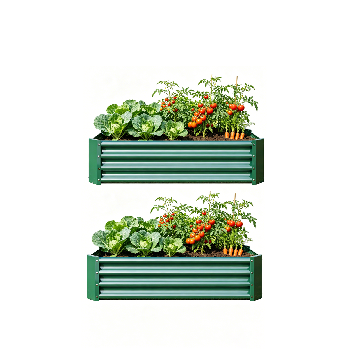 2PCS Green 4×2×1ft Metal Raised Garden Bed, Rectangle Raised Planter for Flowers Plants, Vegetables Herb