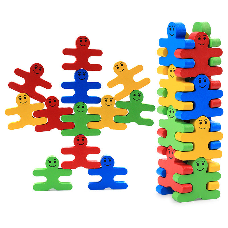 Cartoon Educational Wooden Early Education Toys Assembling Bricks Pro Balance Villain Building Blocks