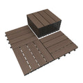 44 Pcs Interlocking Deck Tiles, 12' x 12' HDPE Outdoor Flooring, Patio Flooring Outdoor Waterproof, Deck Tiles Outdoor Waterproof for Deck Garden Poolside, All Weather Use -Dark Brow