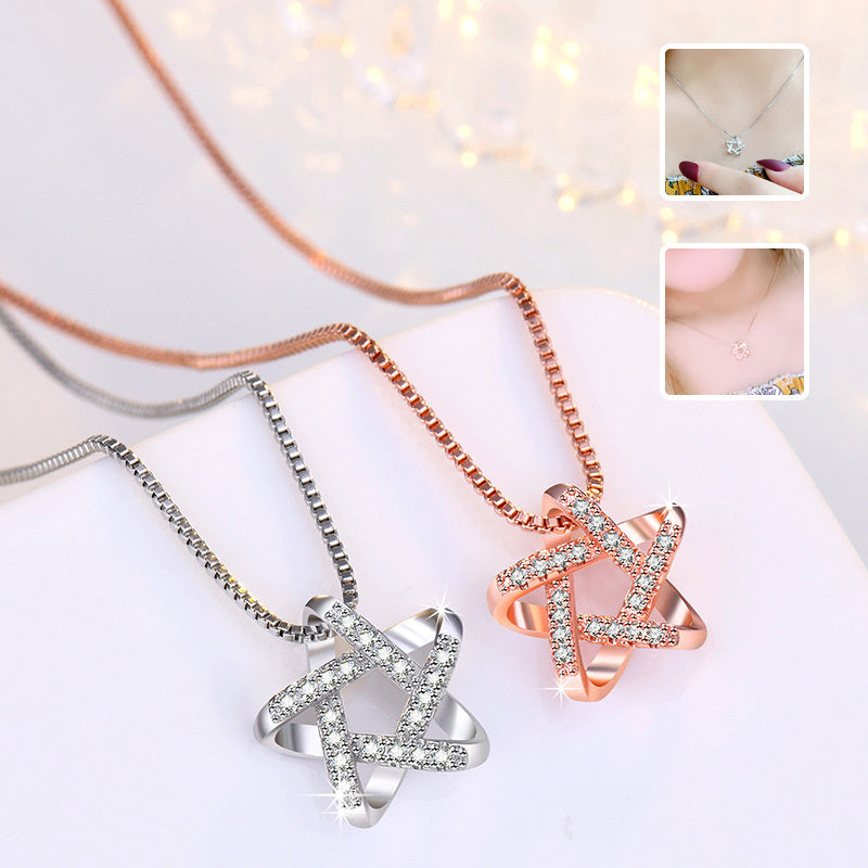 New Hollow Star Necklace With Rhinestones Summer Simple Fashion Pendant Clavicle Chain Women's Jewelry