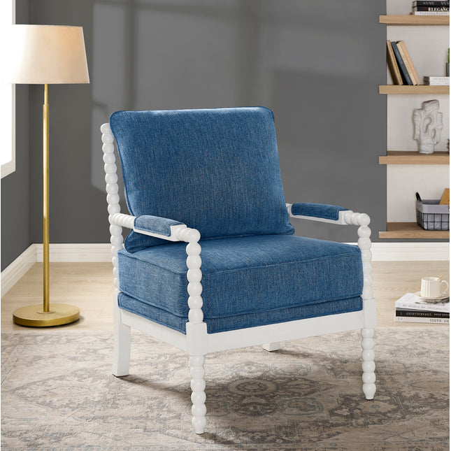 Belvoir Upholstered Spool Accent Chair with Turned Wood Frame