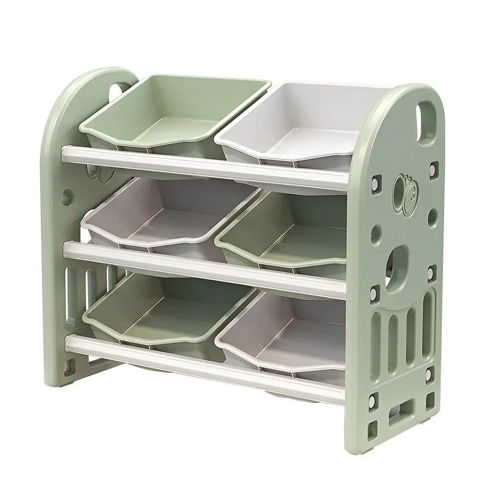Kids Toy Storage Organizer with 6 Bins, Multi-functional Nursery Organizer Kids Furniture Set Toy Storage Cabinet Unit with HDPE Shelf and Bins for Playroom, Bedroom, Living Room (Green Color) - Eloy Royal