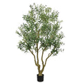 8FT Tall Artificial Olive Tree - Large Faux Potted Tree with Natural Trunk and Lifelike Olive Leaves and Fruit, Elegant Indoor/Outdoor Decorative Plant for Living Room, Office or Entryway, 1 pc/set