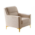 Lisa Modern Accent Chair in Ivory with Wood Frame, Pocket Coil Cushioning and Stainless Steel Legs
