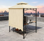 Convenient Barbecue Gazebo Shelter,Outdoor Grill Gazebo,with Side Awning,Side Shelves and Hooks