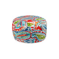Outdoor Inflatable Ottoman 21'x21'x9', Fade-Resistant Patio Footrest Stool with Carry Handle, Portable Pouf for Patio, Garden, Camping and Indoor Use-paisley multi