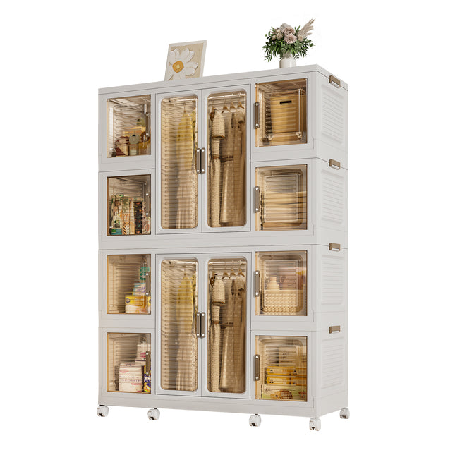 Portable Wardrobe Closet Storage for Clothes with Magnetic Doors with 12 Cubes