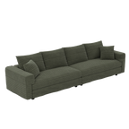 102.4 'Plush Corduroy 4-Seat Sofa,Modern Comfy Upholstered Sofa Cloud Couch,Deep Seat Couches with Soft Pillows and 2 Ottomans,Convertible Sofa Lounge Chair, Green - Eloy Royal