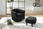 Swivel Accent Chair 360° Comfy Recliner Corduroy Arm Chair Single Sofa with Ottoman for Living Room Bedroom,Black