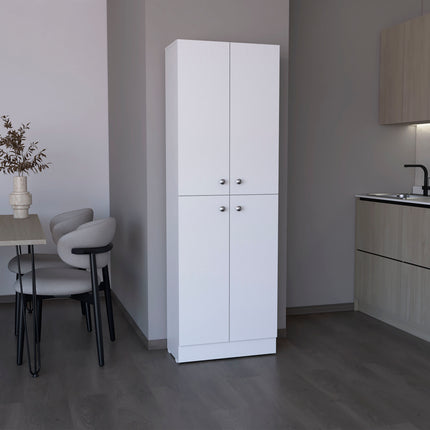 Kitchen Pantry 71' H, 4 Doors, 5 Adjustable Shelves, Laundry, White