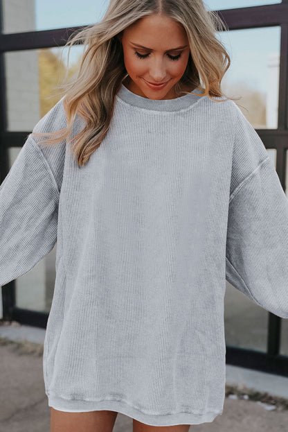 Dark Grey Drop Sleeve Ribbed Oversized Sweatshirt - Eloy Royal