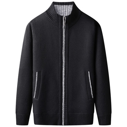 Men's Solid Color Stand Collar Cardigan Sweaters Coat