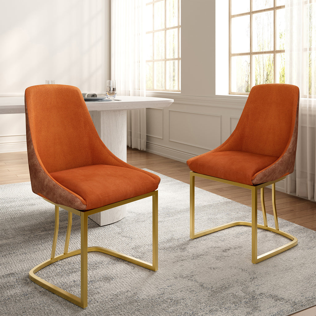 Modern Dining Chair with Metal Legs(Set of 2)