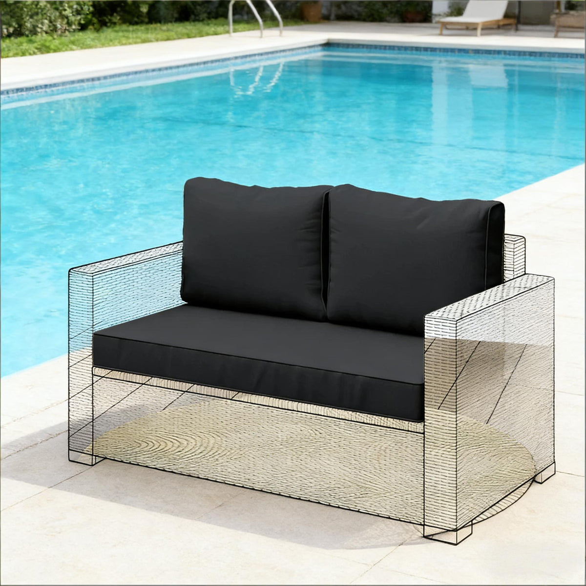 Garden Loveseat Cushion Set,2 Seat Outdoor Furniture Cushions (Only Cushion )