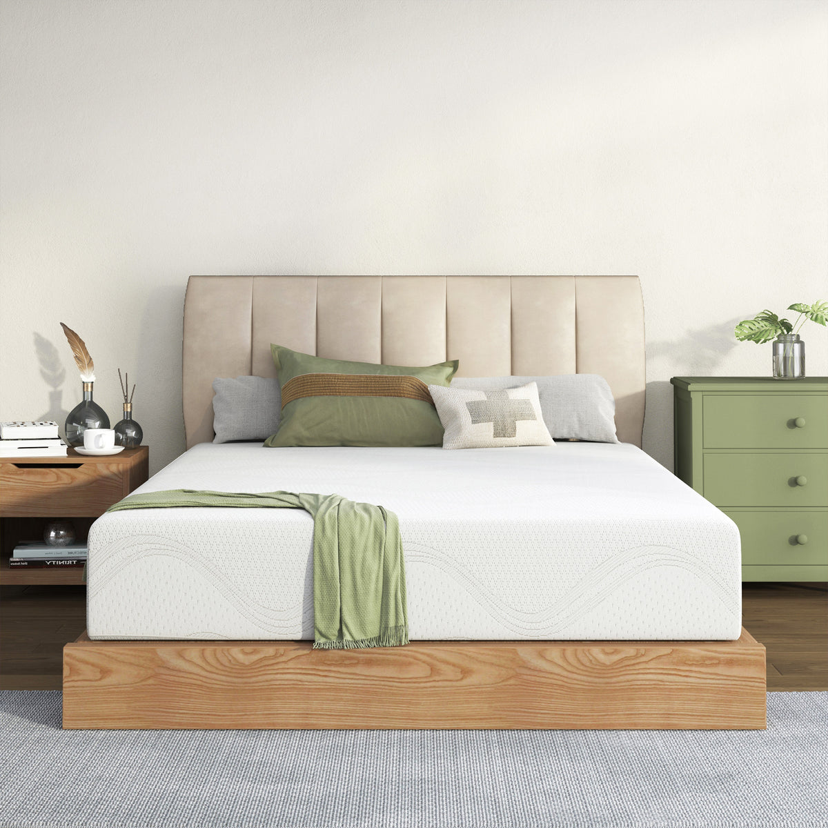 Twin Size Memory Foam Mattress,12 Inch Bed Mattress,with Cooling Green Tea Gel, CertiPUR-US Certified,White