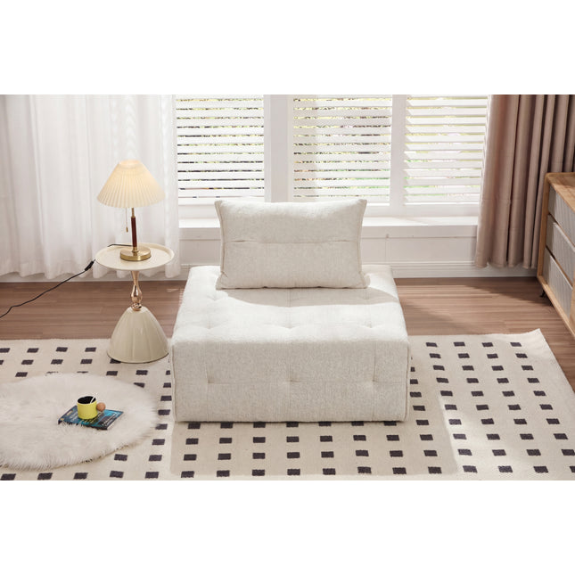 Deep Seat Modular Sectional Sofa with Adjustable Backrest – 39.37' Chenille Compressed Couch for Living Room, Bedroom, Lounge (1 Piece) Beige.