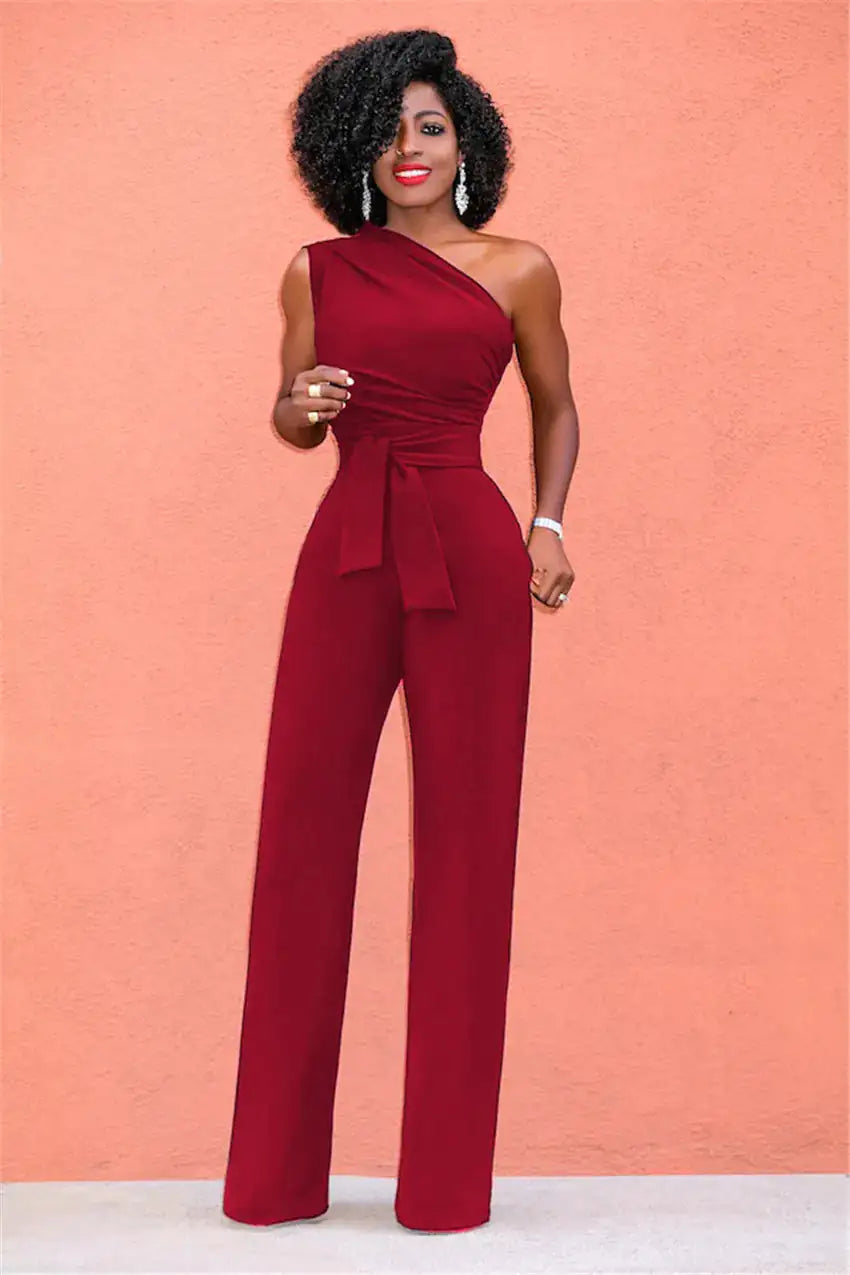 One Shoulder Rompers Claret XXXL