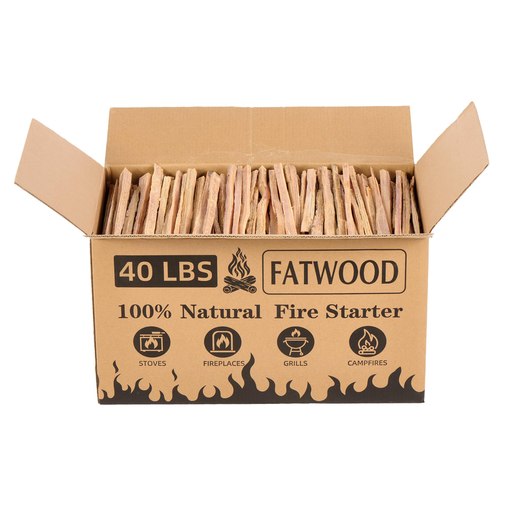 Natural Pine Fatwood Fire Starter Sticks, 40 Lbs, Oil-Rich Kindling for Campfire, Fireplace, Grill, and Wood Stove