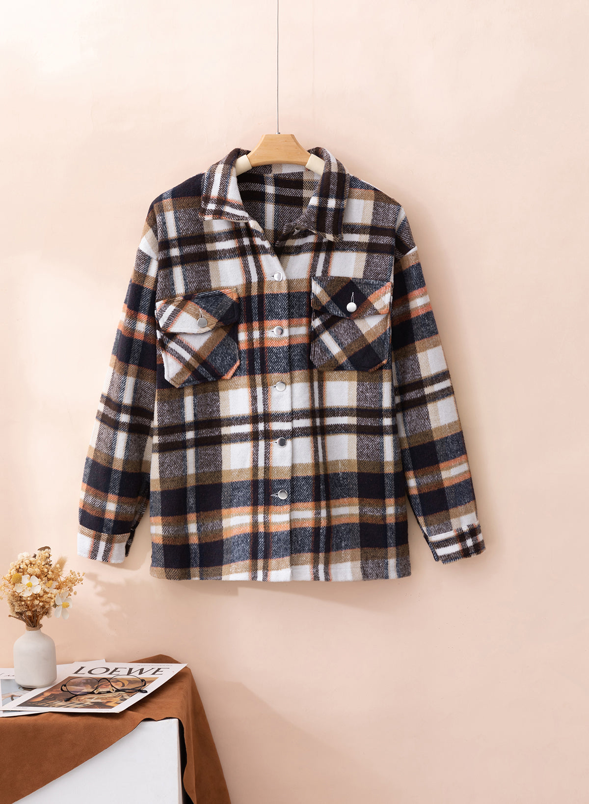 Multicolor Plaid Casual Button Up Flannel Shacket - Eloy Royal