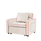 Modern Three-in-One Folding Sofa Bed Chair with Adjustable Back in Creamy White Velvet