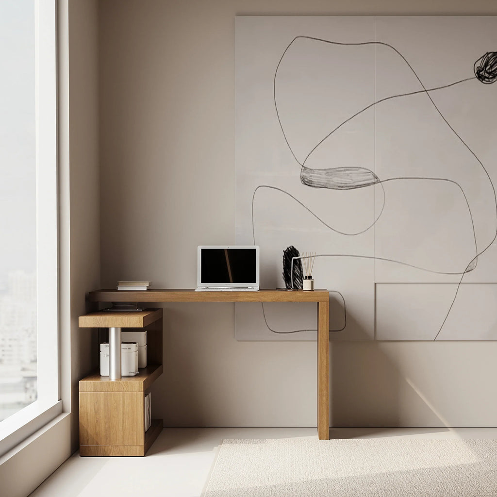 Modern 47'L Swivel Top Desk-Walnut - Eloy Royal