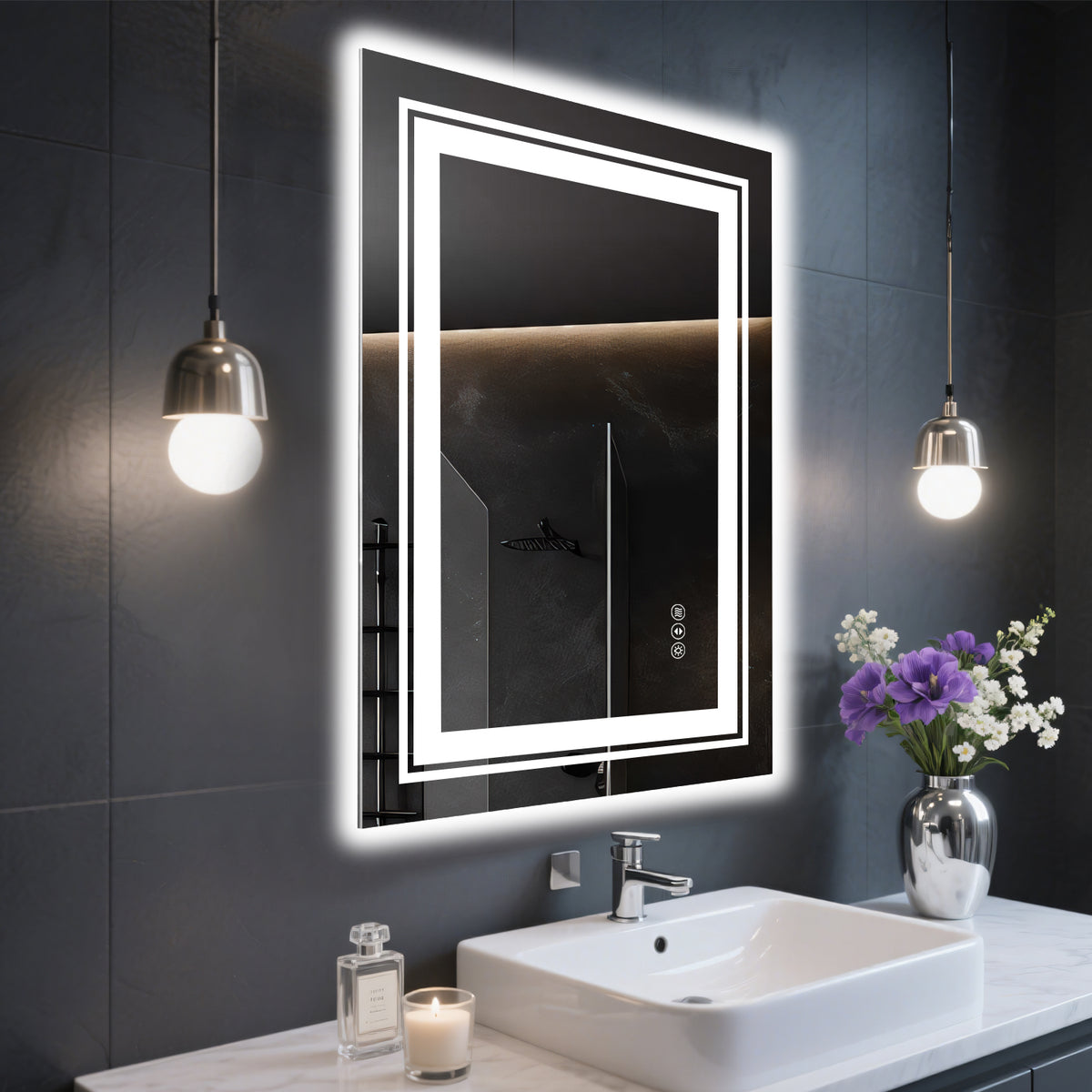 38x38 Inch Frameless LED Bathroom Mirror,Smart Mirror