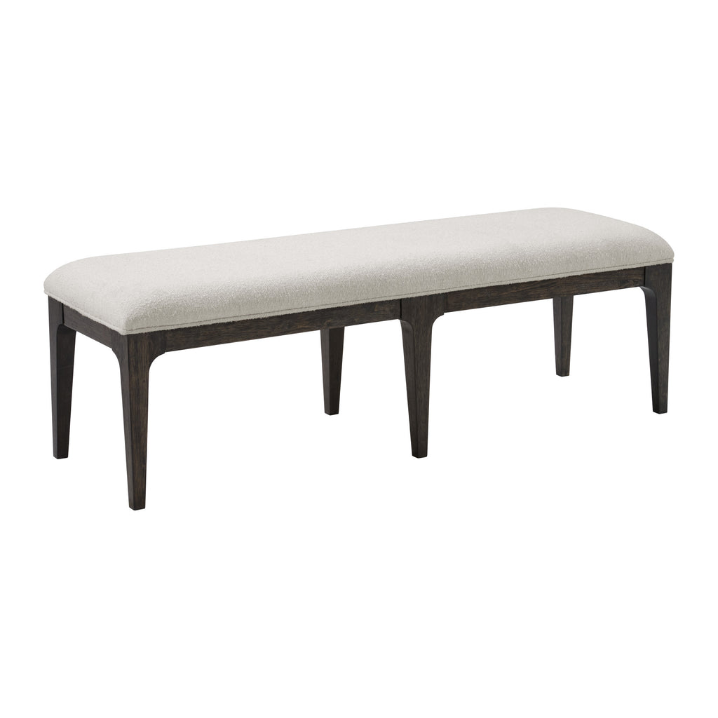 Brown Upholstered Bench with Cream Polyester Fabric, Wood Frame, 18.8' L x 60.8' W x 19.0' H