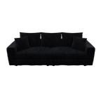 82.7 'Plush Corduroy 3-Seat Sofa,Modern Comfy Upholstered Sofa Cloud Couch,Deep Seat Couches with Soft Pillows and 3 Ottomans,Convertible Sofa Lounge Chair,Black - Eloy Royal