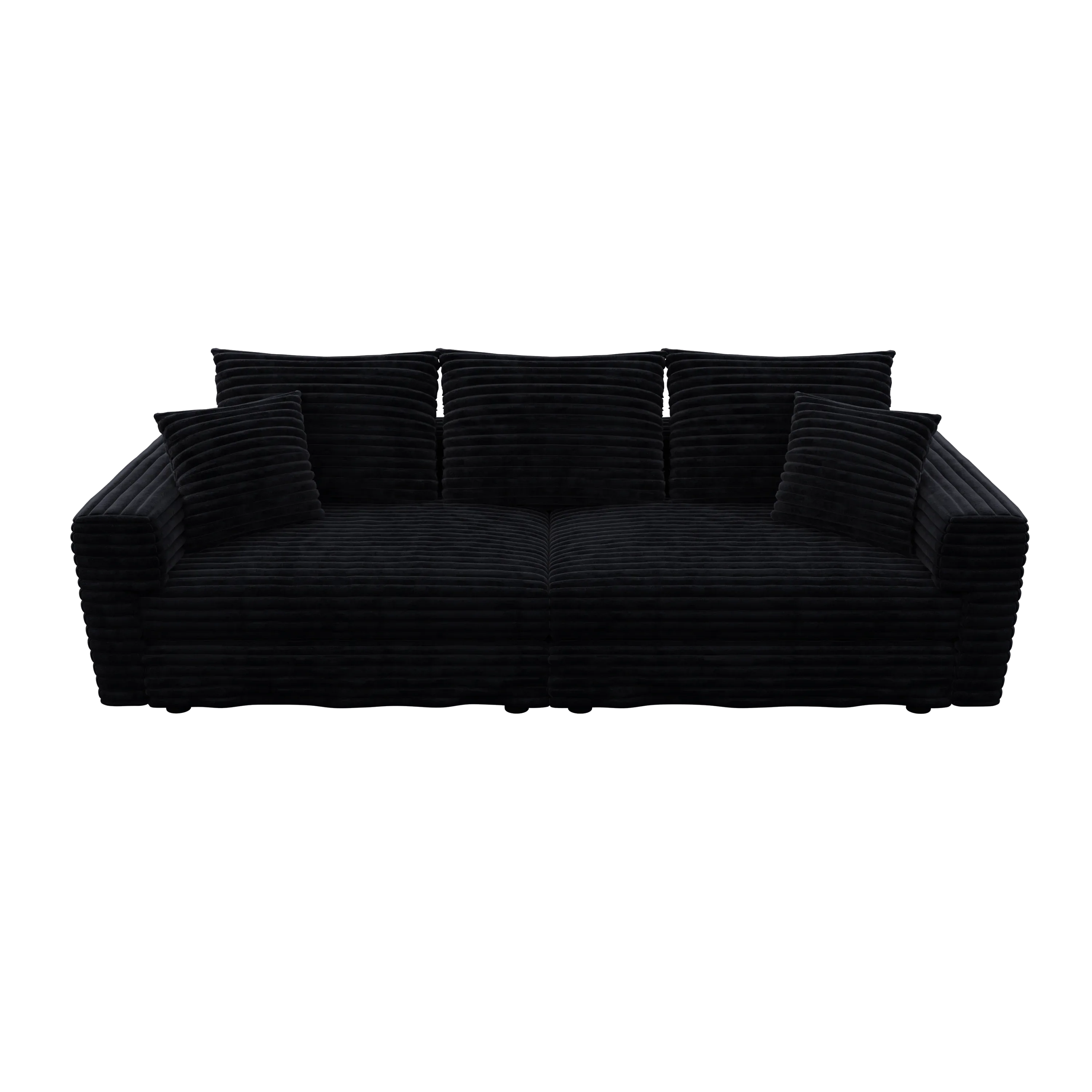 82.7 'Plush Corduroy 3-Seat Sofa,Modern Comfy Upholstered Sofa Cloud Couch,Deep Seat Couches with Soft Pillows and 3 Ottomans,Convertible Sofa Lounge Chair,Black - Eloy Royal