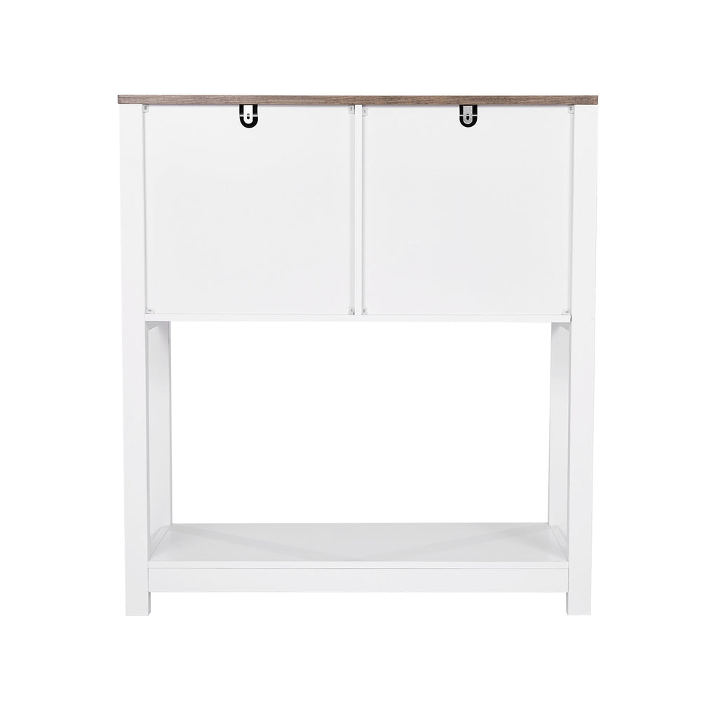 Coffee Bar Cabinet, 31.5 x 13.8 x 34.6 in Farmhouse Coffee Bar Cabinet with 3-Tier Storage, Coffee Bar Table with Magnet Doors, Farmhouse Sideboard Buffet Cabinet for Living Room, Entryway