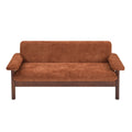 Modern Sofa in Rust Chenille Upholstered with Pillow Top Arms and Sewn Pillow Back Rubberwood Legs Single Cushion Sofa for Living Room and Home Lounge