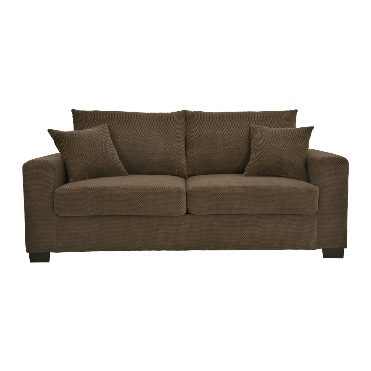 69-inch Two-Seater Sofa with Textured Fabric, Comfortable Upholstered Couch in , Wood and Fabric Frame with Sturdy Plastic Legs for Living Room, Apartment, Office