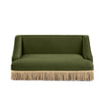 Duchess 33' Medium Princess Pet Bed Sofa with Fringe Skirt in Olive Green Performance Velvet