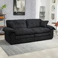 84' Chenille Sofa Small Sofa Loveseat Deep Seat Sofa Couch with 2 Throw Pillows & Memory Foam for Living Room Apartment Office Lounge-Black