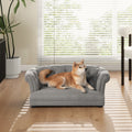Kiki 36.5' Chesterfield Dog Sofa Bed, Medium, Uptown Gray Stain Resistant High Performance Polyester
