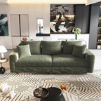 82.7 'Plush Corduroy 3-Seat Sofa,Modern Comfy Upholstered Sofa Cloud Couch,Deep Seat Couches with Soft Pillows and 3 Ottomans,Convertible Sofa Lounge Chair,Green - Eloy Royal