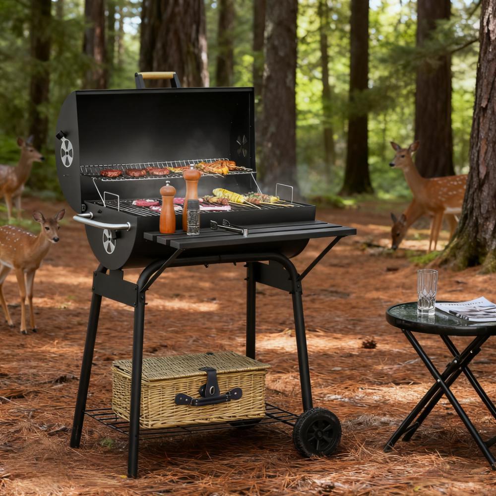 30' Portable Charcoal Barbecue Grill with Wheels