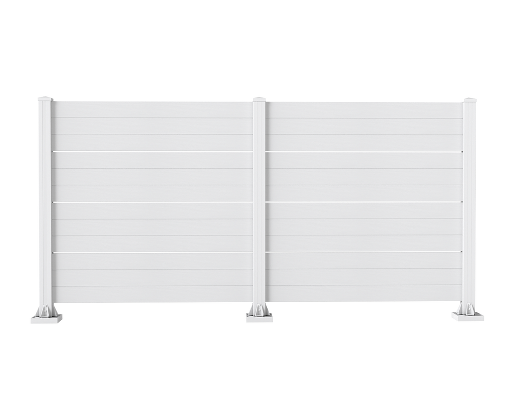 50' W x 49' H Outdoor Privacy Screen, Air Conditioner Fence, All-Weather Vinyl Privacy Fence Screens with Aluminum Posts, 2 Panels, White