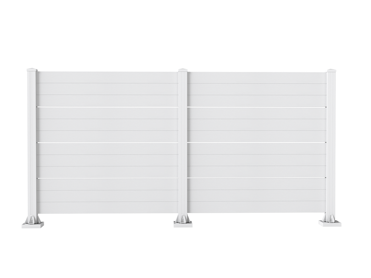 50' W x 49' H Outdoor Privacy Screen, Air Conditioner Fence, All-Weather Vinyl Privacy Fence Screens with Aluminum Posts, 2 Panels, White