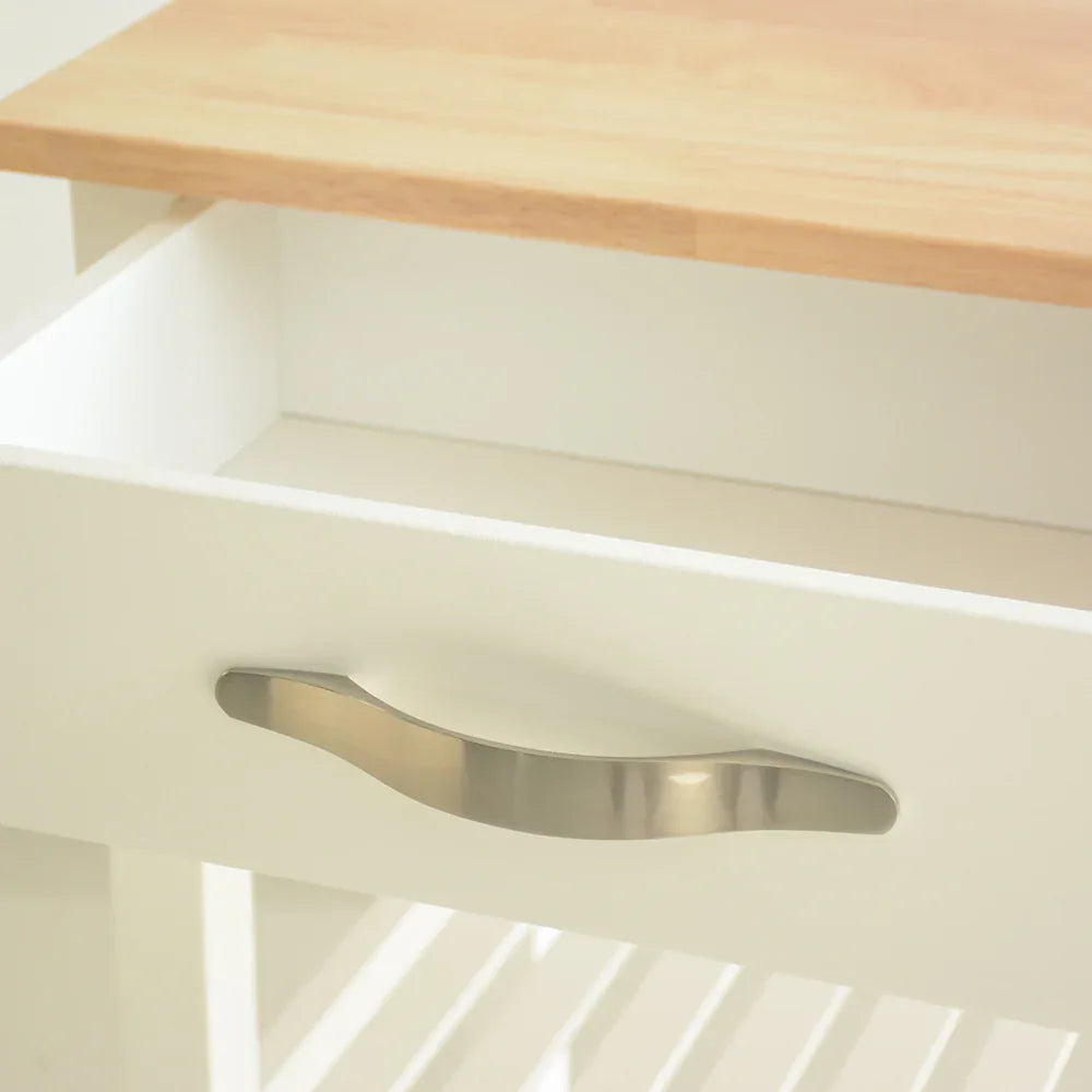 Kitchen Island & Kitchen Cart, Rubber Wood Top, Mobile Kitchen Island with Two Lockable Wheels, Simple Design for Easy Storing and Fetching, Two Drawers Give Unique Storage for Special Utensil. - Eloy Royal